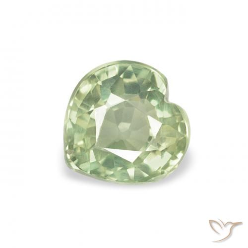 0.76ct 天然 非常に薄いセージグリーン サファイア, 心臓, VVS-VS