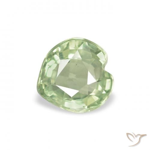 0.65ct 天然 非常に薄いセージグリーン サファイア, 心臓, VVS-VS