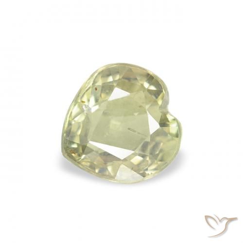 0.60ct 天然 黄みがかったグリーン サファイア, 心臓, VS
