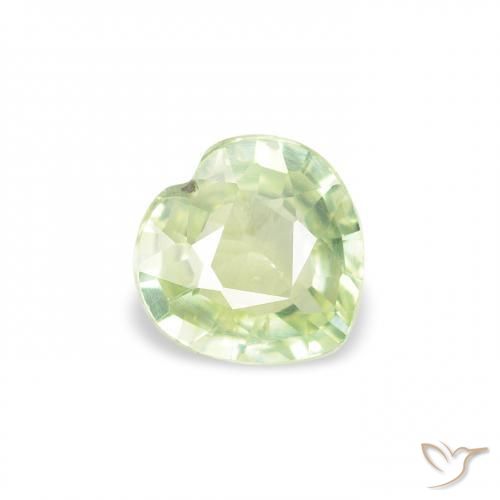 0.64ct 天然 薄いイエローグリーン サファイア, 心臓, VS