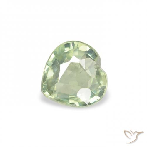 0.61ct 天然 非常に薄いセージグリーン サファイア, 心臓, VS