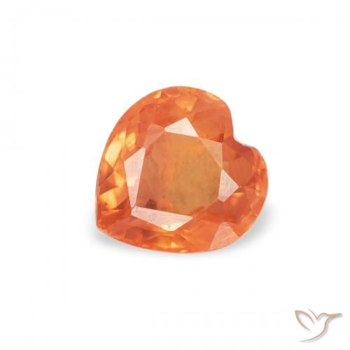 0.42ct 天然 ウォームアプリコットオレンジ サファイア, 心臓, VVS-VS