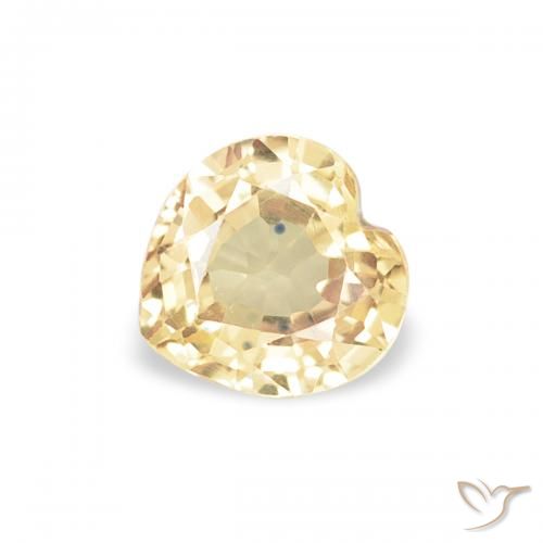 0.43ct 天然 ライトイエロー サファイア, 心臓, VVS-VS