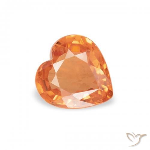 0.38ct 天然 ミディアムオレンジ サファイア, 心臓, VVS-VS