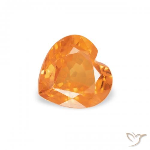 0.44ct 天然 鮮やかなオレンジ サファイア, 心臓, VVS-VS