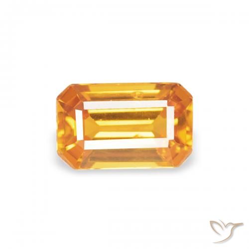 0.41ct 天然 オレンジゴールド サファイア, エメラルドカット, VS