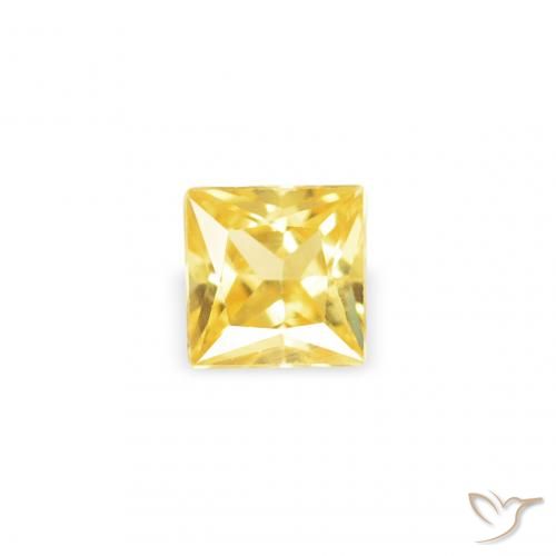 0.18ct 天然 ミディアムイエロー サファイア, 四角形, VS