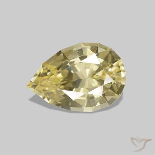 1.21ct 天然 薄いゴールデンイエロー サファイア, 洋梨の形, VVS, Photo A