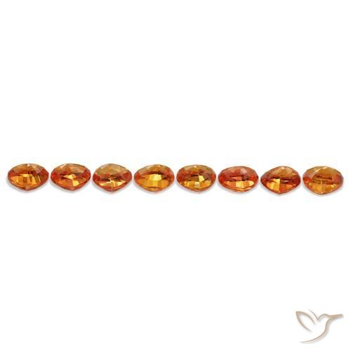 5.34カラットの天然ミディアムオレンジサファイア（5.1×5.1 mm・トリリアント）
