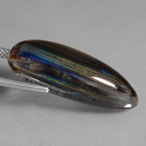 15.08カラットの天然レインボーカラースキャポライト、洋梨の形、透明