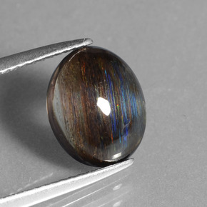 2.54カラットの天然レインボーカラースキャポライト、オーバルカット、半透明