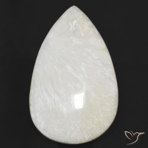 59.54ct 天然 薄いホワイト スコレサイト, 洋梨の形, オペーク