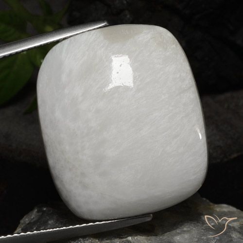 23.86ct 天然 薄いグレーがかったホワイト スコレサイト, クッション, オペーク