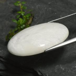 15.77カラットの天然薄いグレーがかったホワイトスコレサイト、オーバルカット、オペーク