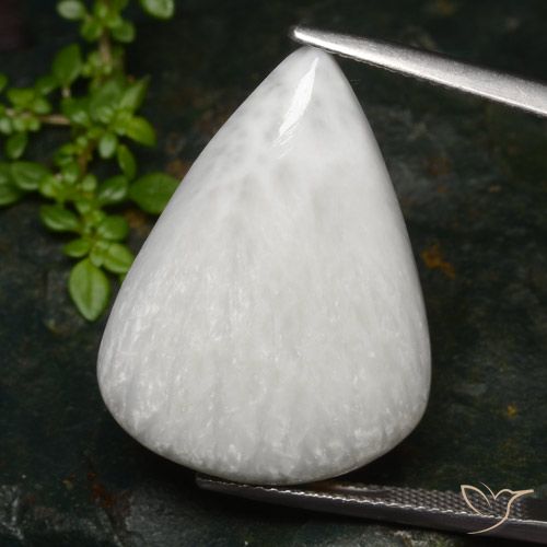 20.87ct 天然 薄いホワイト スコレサイト, 洋梨の形, オペーク