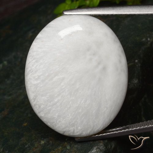 25.71ct 天然 薄いホワイト スコレサイト, 楕円形, オペーク