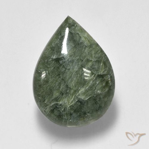 8.09ct 天然 Medium Green  セラフィナイト, 洋梨の形, オペーク