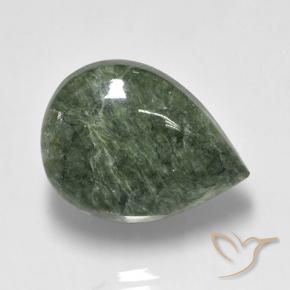8.09カラットの天然Medium Green セラフィナイト、洋梨の形、オペーク