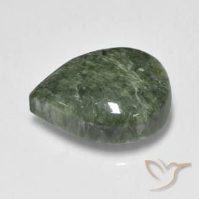 8.09カラットの天然Medium Green セラフィナイト、洋梨の形、オペーク