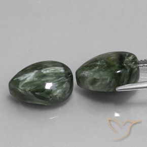 Shop natural 12.35ct 灰色がかった緑 セラフィナイト gems, 洋梨の形, from ロシア at GemSelect. In stock, global shipping!