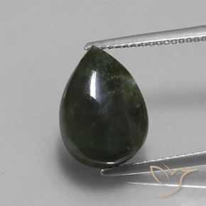 5.86ct 天然 フォレストグリーン セラフィナイト, 洋梨の形, オペーク