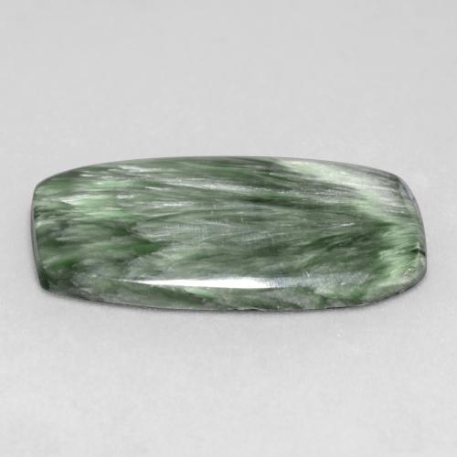 11.68カラットの天然ミディアムグリーンセラフィナイト（26.3×15.7 mm・ファンシーシェイプ）