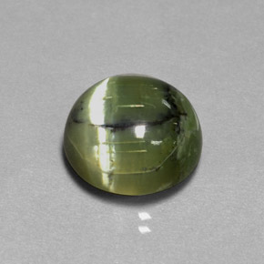 7.53カラットの天然黄色がかった緑サーペンティン（13.59 mm・ラウンドカット）
