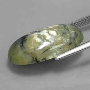 9.95カラットの天然グリーンサーペンティン（22×12.7 mm・オーバルカット）