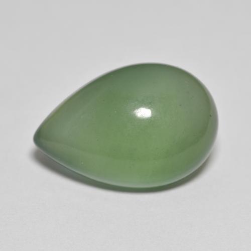 8.76カラットの天然アーシーグリーンサーペンティン（16.5×11.1 mm・洋梨の形）