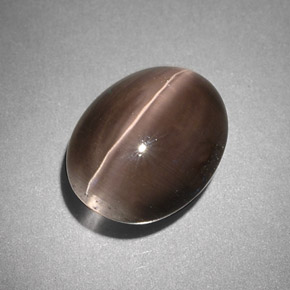 4.25カラットの天然スモークSillimanite Cat's Eye（10.6×8.4 mm・透明）