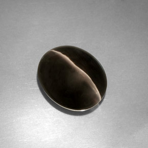 4.11カラットの天然スモークSillimanite Cat's Eye（10.5×8.8 mm・透明）