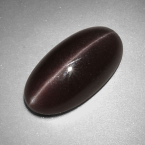 7.07カラットの天然灰色がかった茶Sillimanite Cat's Eye（17.3×9 mm・オーバルカット）