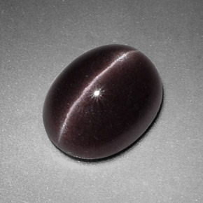 2.88カラットの天然紫がかった茶Sillimanite Cat's Eye（10.2×8.1 mm・オーバルカット）