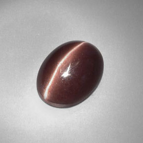 2.85カラットの天然紫がかった茶Sillimanite Cat's Eye（10.5×7.7 mm・オーバルカット）
