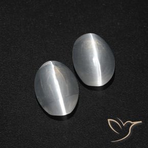 2.31カラットの天然クリアホワイトSillimanite Cat's Eye（8×5.5 mm・オーバルカット）
