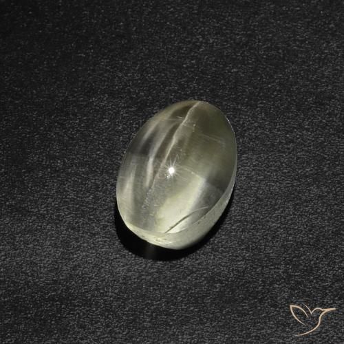 2.87ct 天然 ウォームホワイト シリマナイトキャッツアイ, 楕円形, 半透明