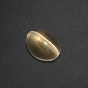 1.58カラットの天然緑がかった茶Sillimanite Cat's Eye（7.9×6.1 mm・オーバルカット）