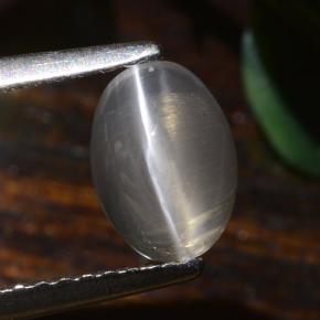 1.40カラットの天然非常に薄い灰色シリマナイトキャッツアイ、オーバルカット、半透明