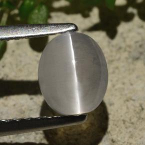 1.57カラットの天然スモークシリマナイトキャッツアイ、オーバルカット、透明