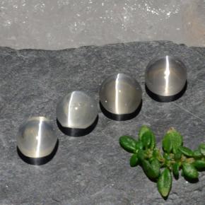 3.82カラットの天然クリアホワイトSillimanite Cat's Eye（5.7×5.1 mm・オーバルカット）