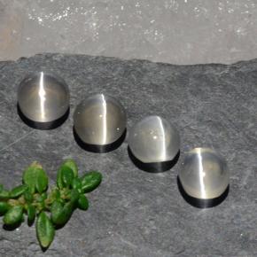 3.82カラットの天然クリアホワイトSillimanite Cat's Eye（5.7×5.1 mm・オーバルカット）