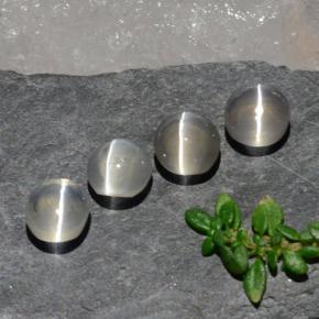 3.82カラットの天然クリアホワイトSillimanite Cat's Eye（5.7×5.1 mm・オーバルカット）