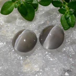 2.20カラットの天然非常に薄い灰色Sillimanite Cat's Eye（6.2×6.1 mm・オーバルカット）