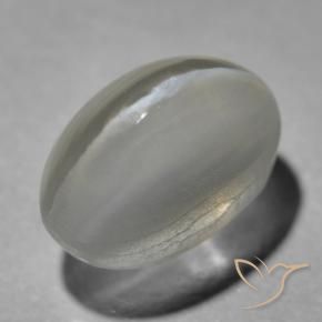 1.70カラットの天然非常に薄い灰色シリマナイトキャッツアイ、楕円形、透明
