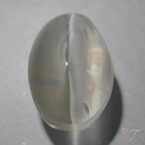 1.63ct 天然 非常に薄い灰色 シリマナイトキャッツアイ, 楕円形, 透明
