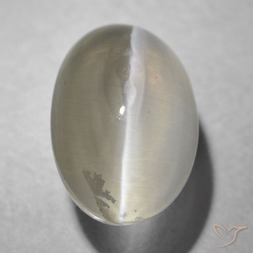 1.41ct 天然 非常に薄い灰色 シリマナイトキャッツアイ, 楕円形, 透明