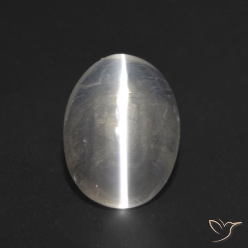 1.07ct 天然 非常に薄い灰色 シリマナイトキャッツアイ, 楕円形, 透明