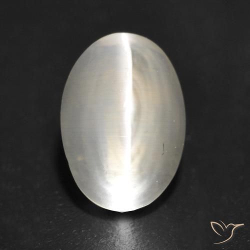 1.29ct 天然 非常に薄い灰色 シリマナイトキャッツアイ, 楕円形, 透明