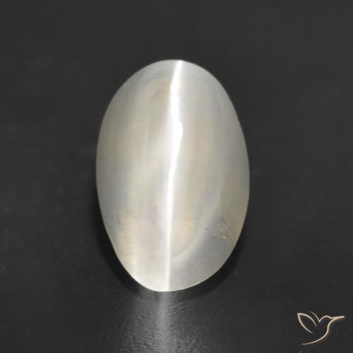 1.23ct 天然 ウォームホワイト シリマナイトキャッツアイ, 楕円形, 半透明