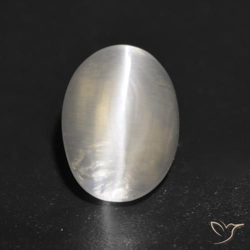 1.41ct 天然 ウォームホワイト シリマナイトキャッツアイ, 楕円形, 透明